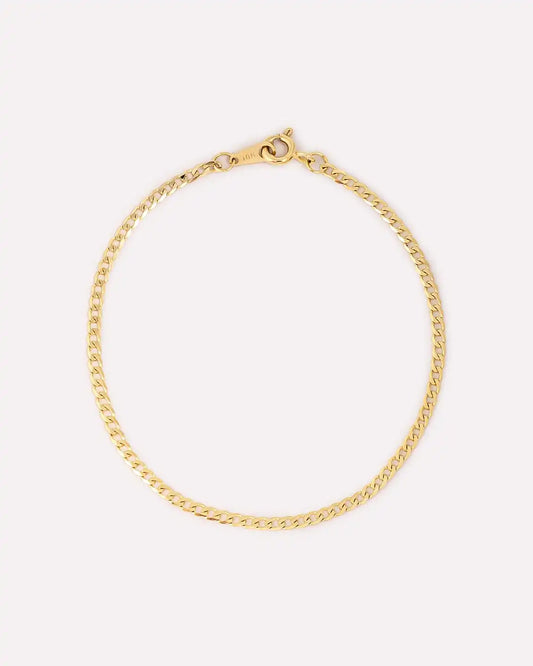 Solid Yellow Gold - Mini Curb Chain Bracelet