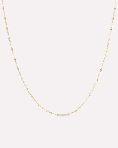 Solid Yellow Gold - Sparkle Link Chain Necklace