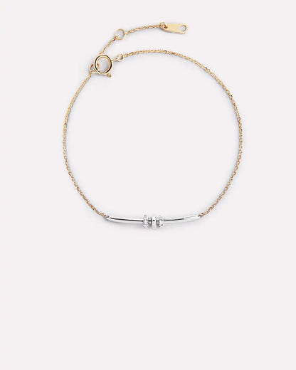 Solid Yellow Gold - Diamond Links Bar Bracelet