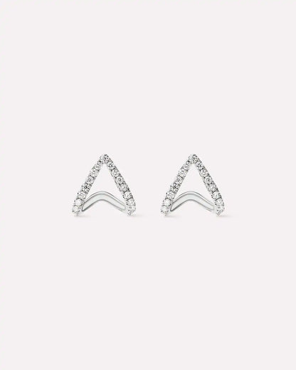 Solid White Gold - Diamond Velora Huggie Studs