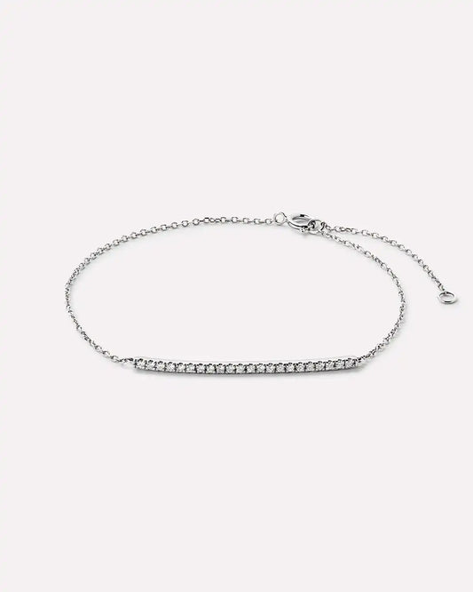Solid White Gold - Pave Diamond Bar Bracelet