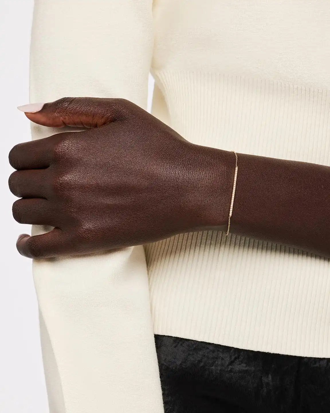 Solid Yellow Gold - Pave Diamond Bar Bracelet